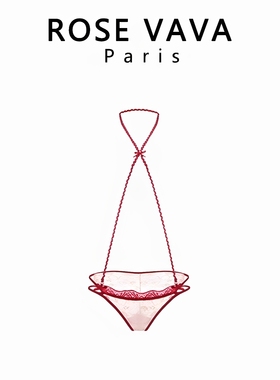 ROSE VAVA挂脖绑带性感纯欲风蕾丝挂脖内裤女法式镂空低腰裤新品