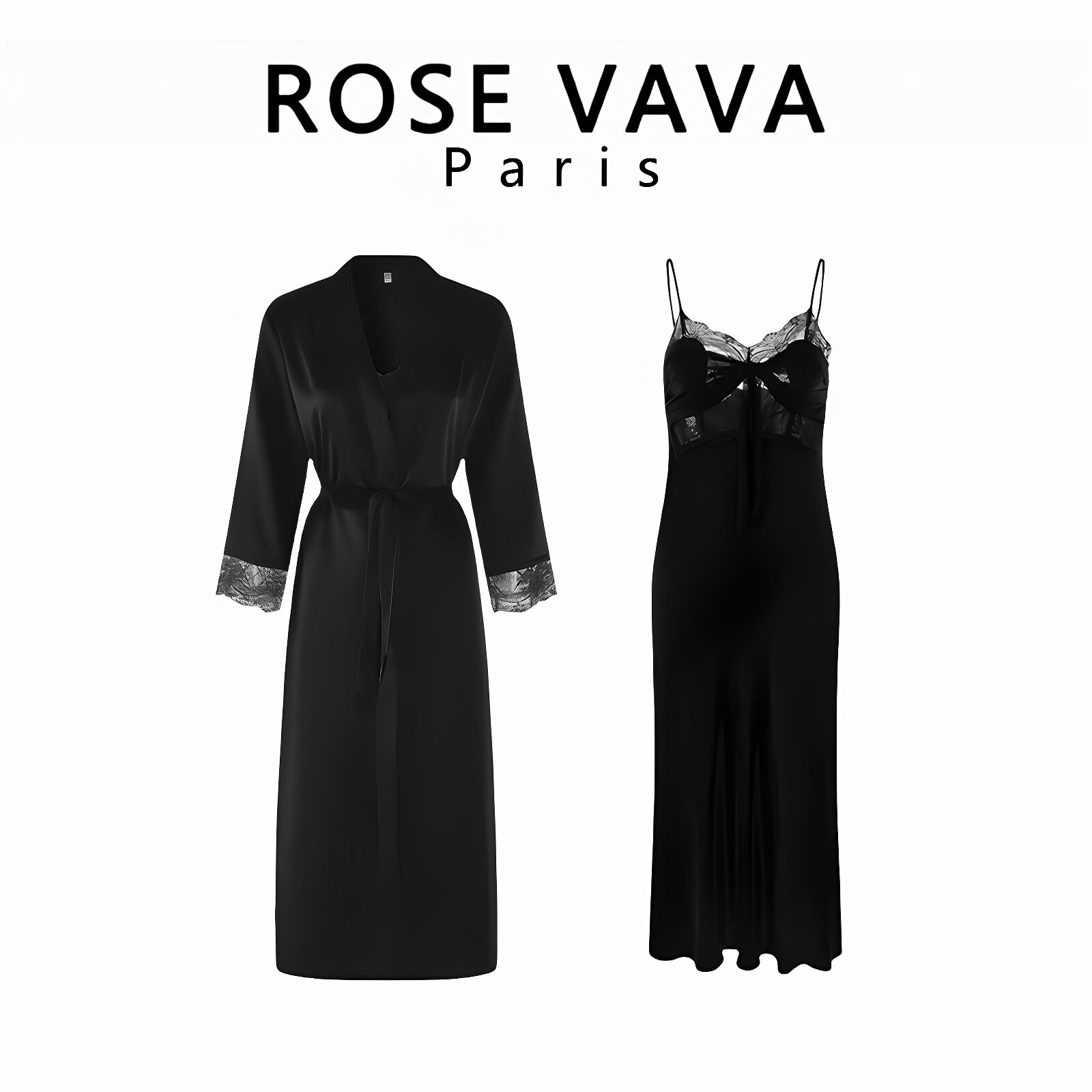 ROSE VAVA 性感睡衣女纯欲风蕾丝睡裙网纱露背吊带系带睡袍