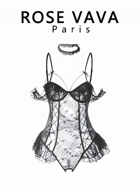 ROSE VAVA 性感修身绑带连体衣套装睡裙家居服睡衣女家居服