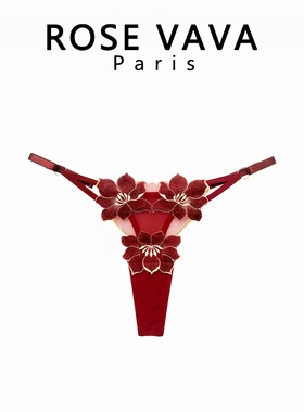 ROSE VAVA 性感丁字裤修身别致绣花透气可调带女士大码内裤