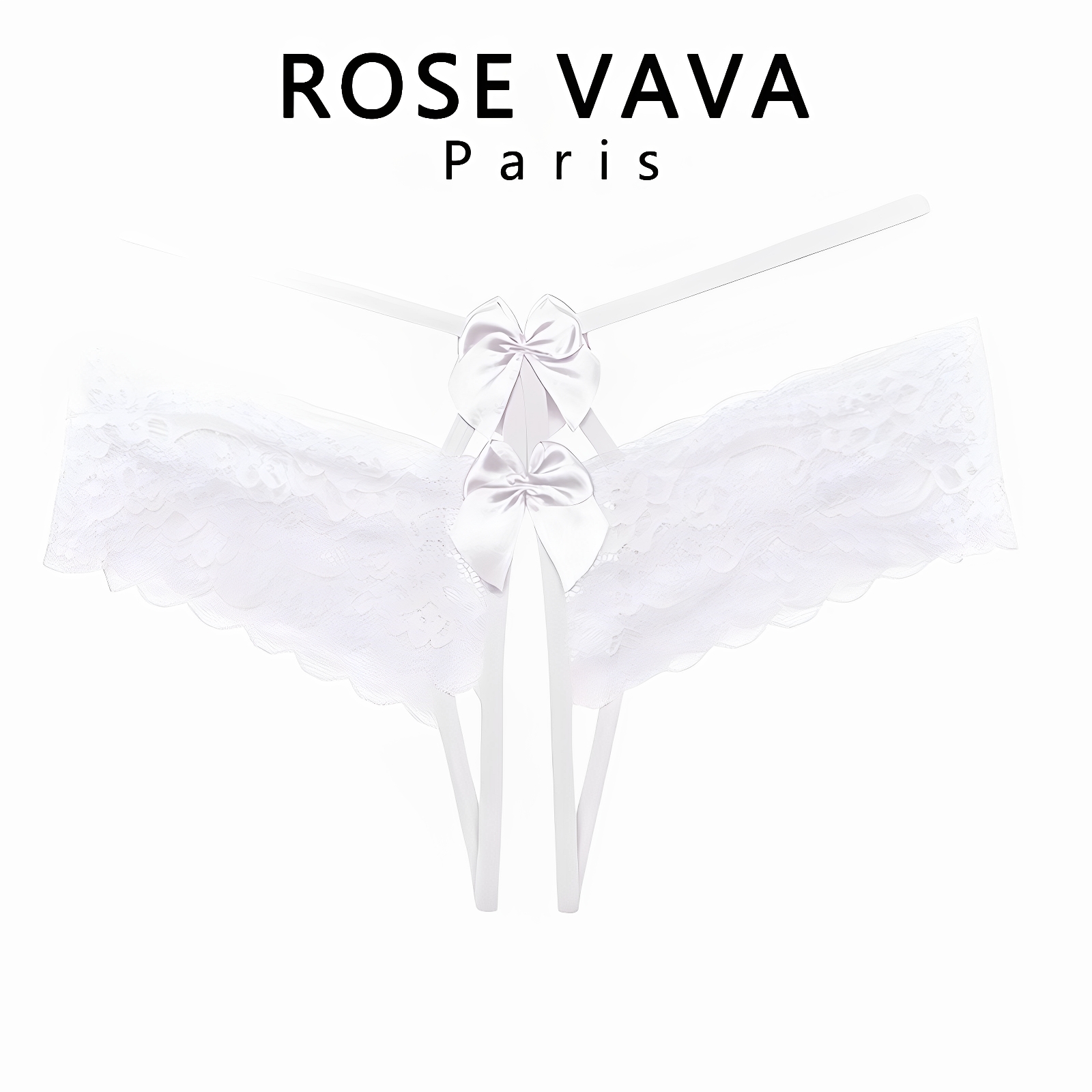 ROSE VAVA法式蝴蝶结性感内裤蕾丝开裆纯欲低腰低腰三角裤诱惑女