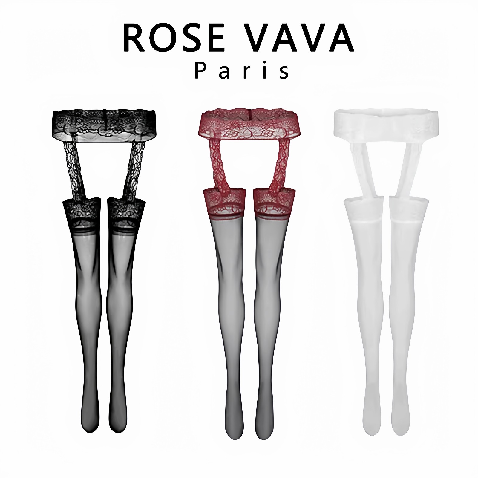 ROSE VAVA性感黑丝长筒袜大腿袜过膝蕾丝花边一体式吊带丝袜,女士内衣/男士内衣/家居服,长筒袜,淘宝优惠券,粉丝福利购,淘宝优惠卷