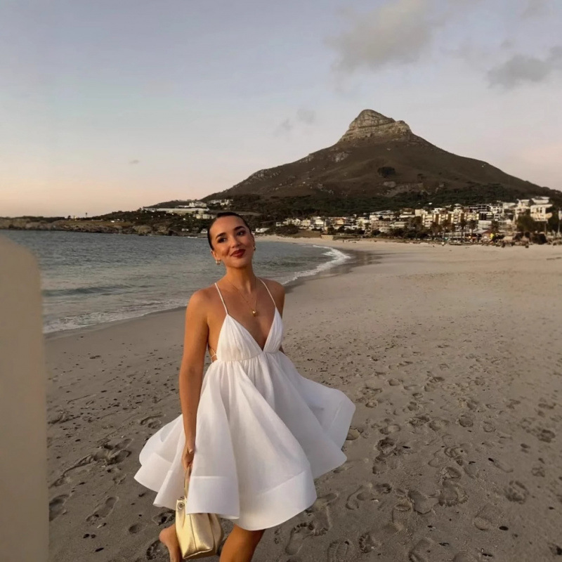 跨境欧美女装速卖通爆款气质甜美吊带蓬蓬连衣裙