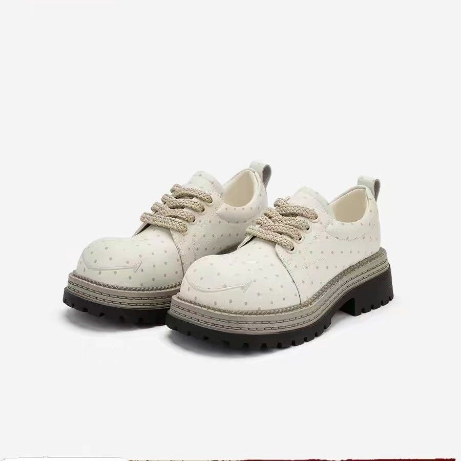 英伦风白色圆头德比鞋女2026年新款学院风交叉绑带厚底小皮鞋青年,女鞋,牛津鞋/布洛克鞋/德比鞋,淘宝优惠券,粉丝福利购,淘宝优惠卷