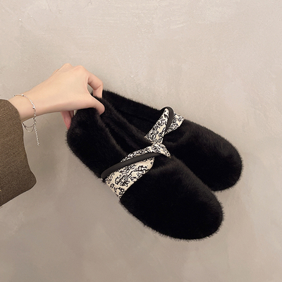 法式复古毛毛鞋女2025新款