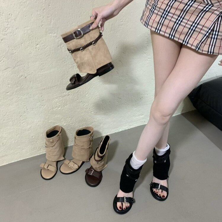 夏季韩版皮带扣内增高显瘦凉靴女