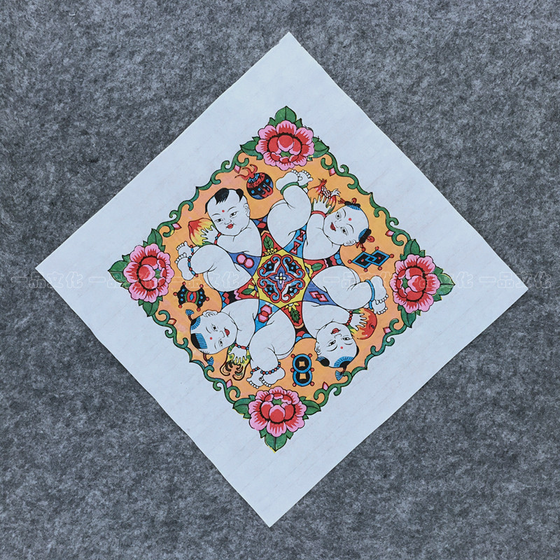 正宗手工武强木版年画八子图手工宣纸拓印八子争头非遗传统老年画
