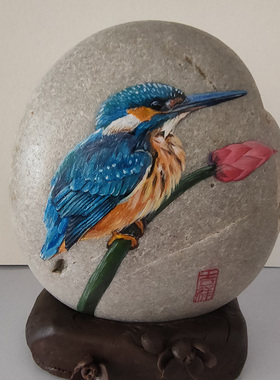 呆萌风送老师生日来图手绘石头画