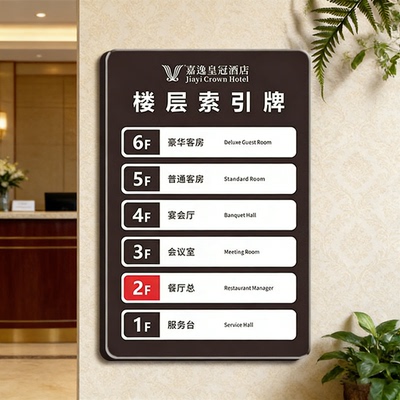 酒店牌楼层标识牌导向酒店指示牌亚克力索引公司商场牌楼层导引牌