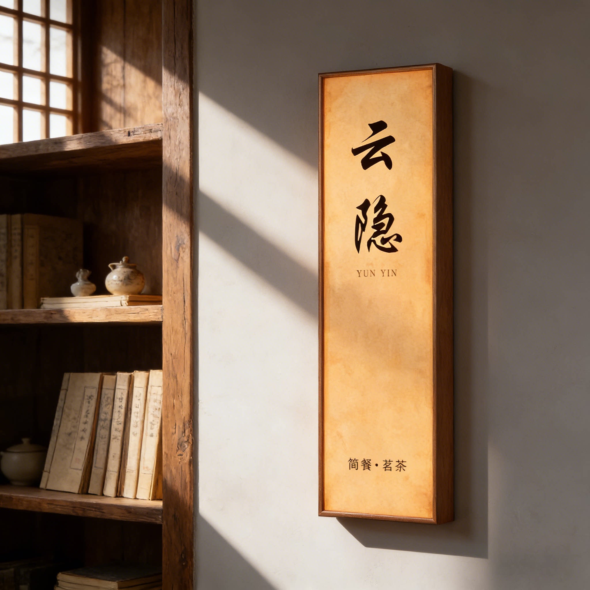 宣纸纹亚克力发光门牌定制高档酒店民宿公寓房号牌古风杜邦纸灯箱图片