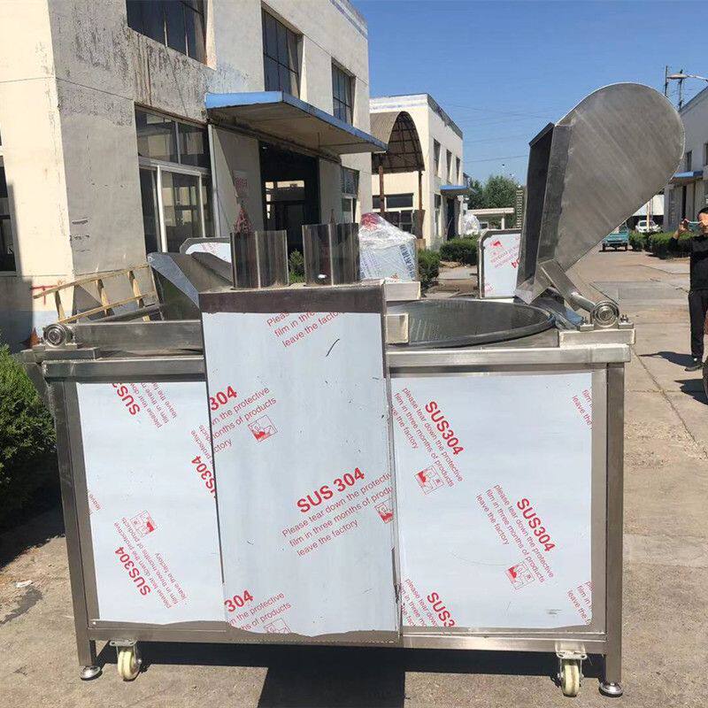 自动豆皮油炸机 电加热牛肉粒油炸设备 工业圆形鸡肉类裹粉油炸锅