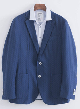 BMSK提花时尚都市单西装春秋季薄款单排扣开衩便服便西男装小西装