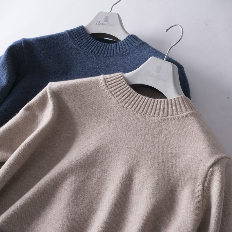 百牧套头羊毛混纺半高领纯色毛衣