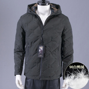 压胶防跑绒处理！金丝hu男士连帽羽绒服外套中青年冬季保暖外衣男