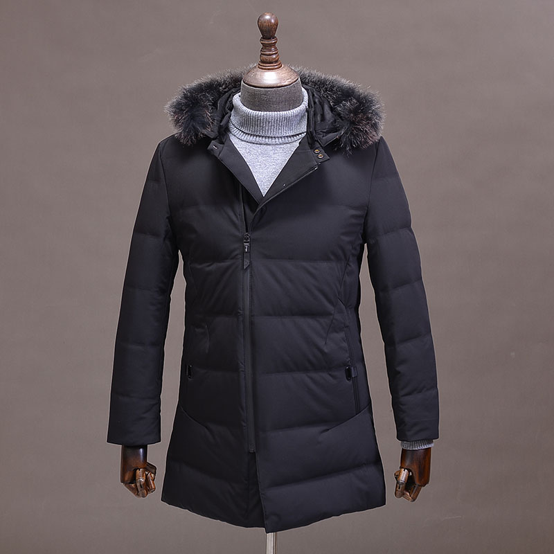 大码清只有185~狐狸毛领品牌撤柜男士黑色羽绒服外套冬季保暖上衣