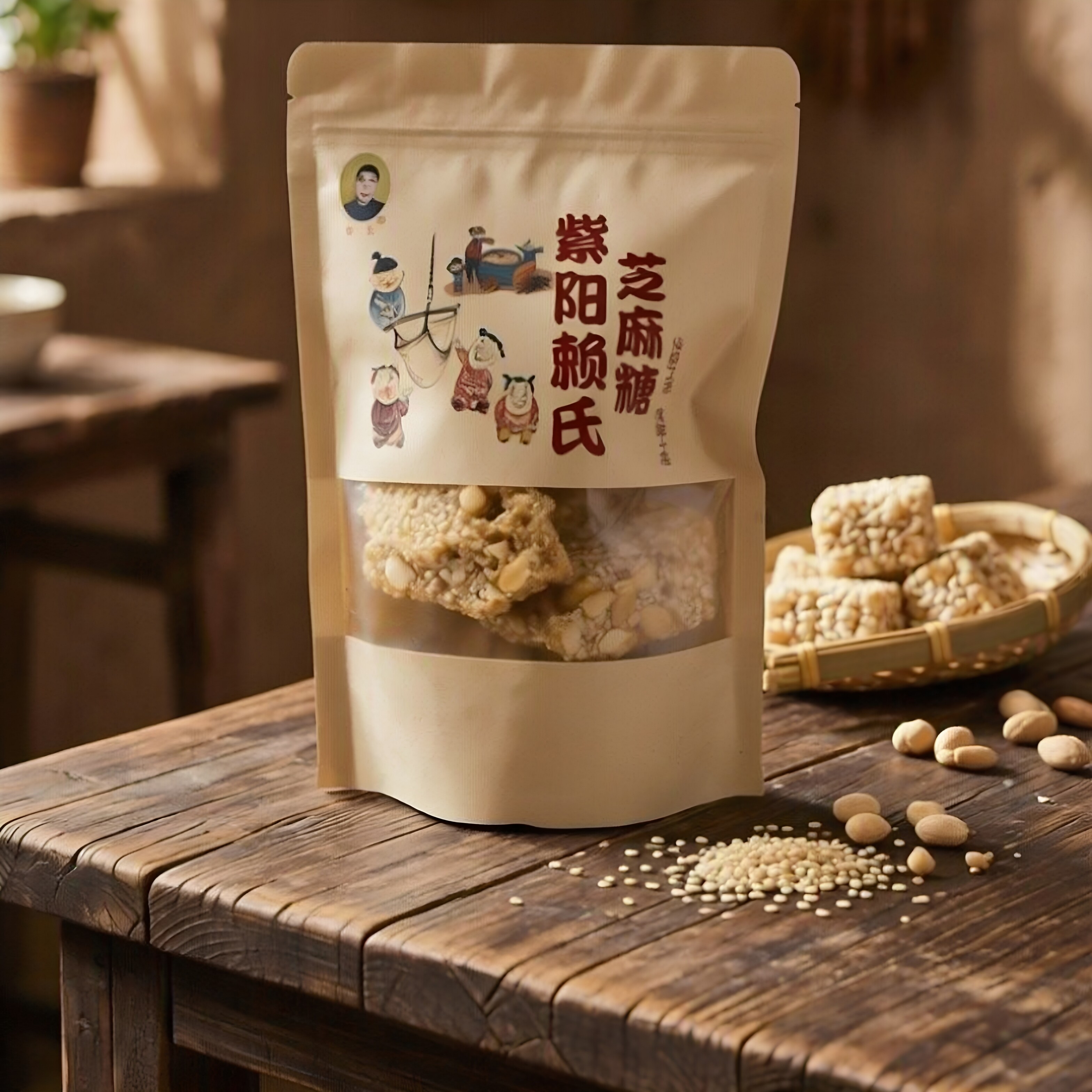 紫阳赖氏红薯芝麻糖手工红苕糖芝麻糖片花生糖陕南安康特产