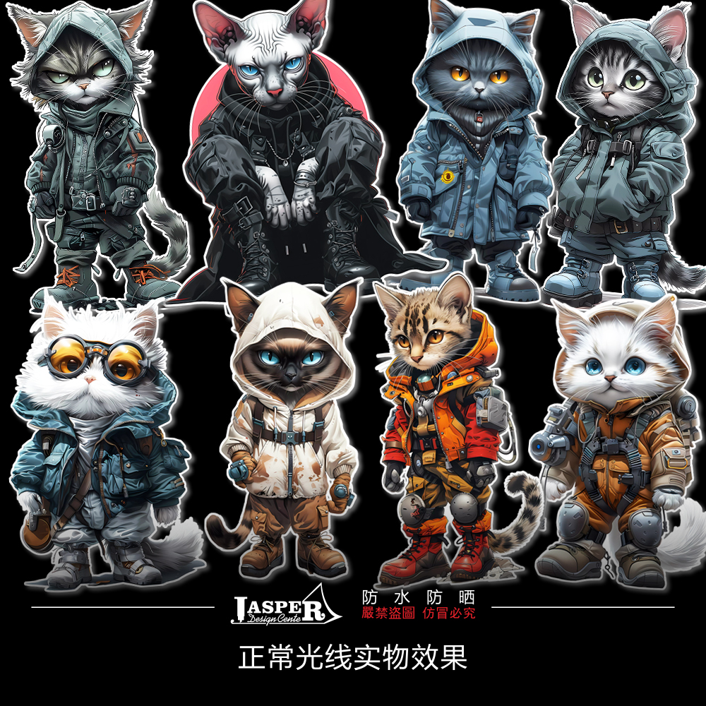 N0137瞄星特战队入侵宠物猫反光贴缅因布欧无毛猫英短汽车摩托车