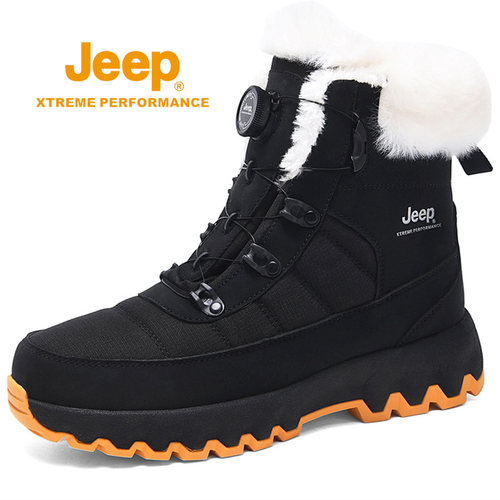 jeep冬季雪地靴男高帮厚底棉鞋女