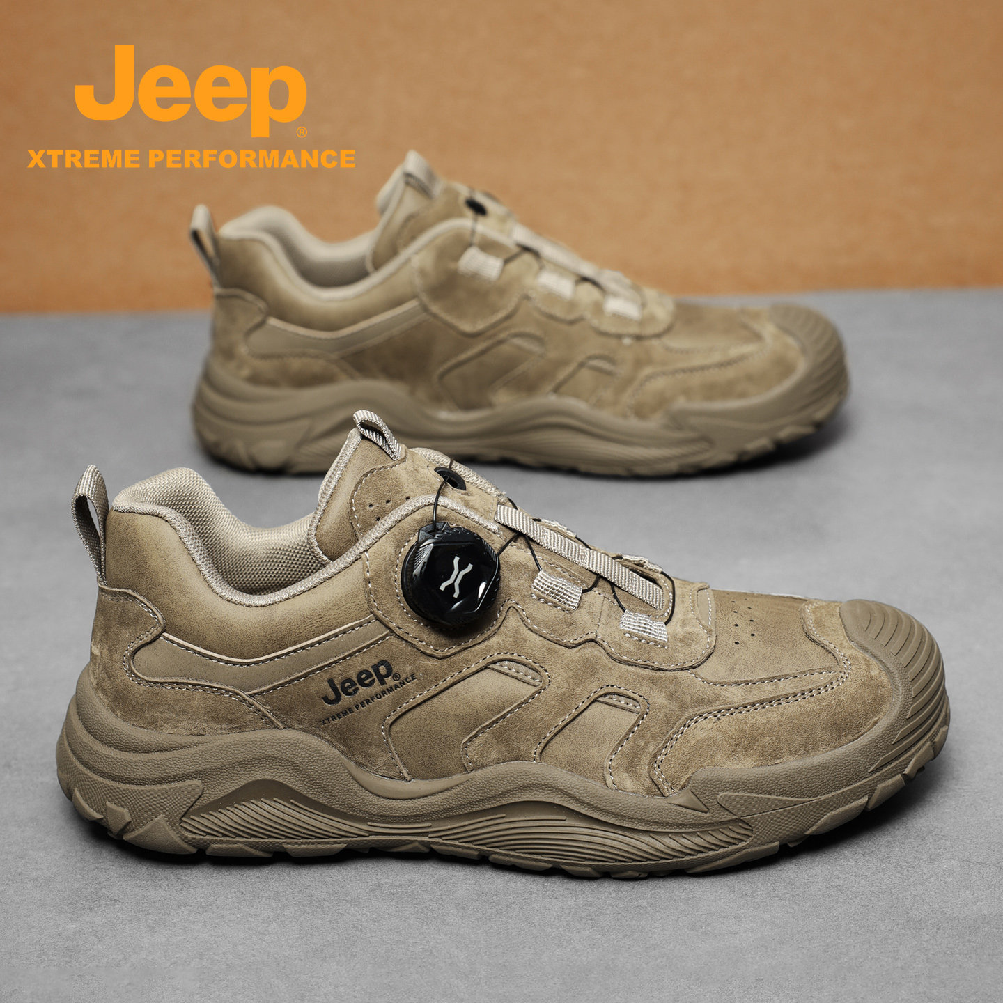 Jeep男鞋秋季新款户外防滑休闲运动鞋男士轻便软底中年爸爸登山鞋