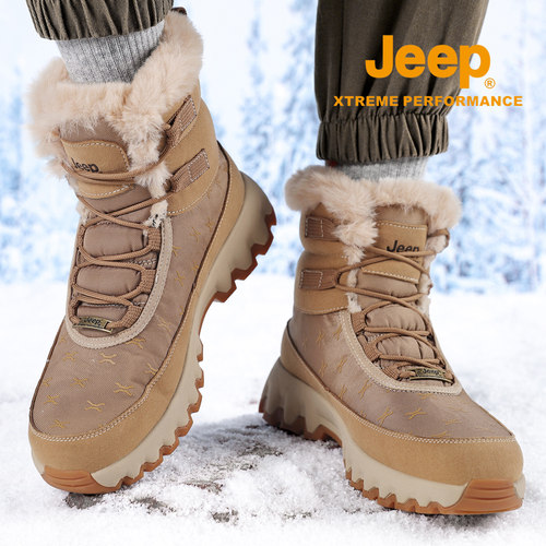 jeep冬季雪地靴防滑情侣棉鞋