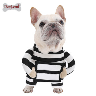 万圣节狗狗囚犯变身套装宠物可爱搞怪两脚衣节日主题气氛拍照服饰