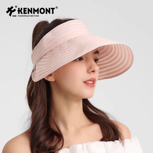 卡蒙夏季轻型防晒帽女可折叠百搭黑白条纹空顶遮阳帽沙滩速干透气