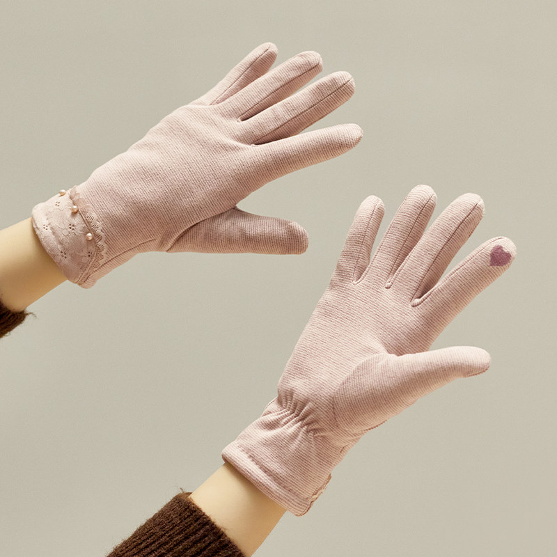 加绒加厚手套女秋冬季保暖可触屏