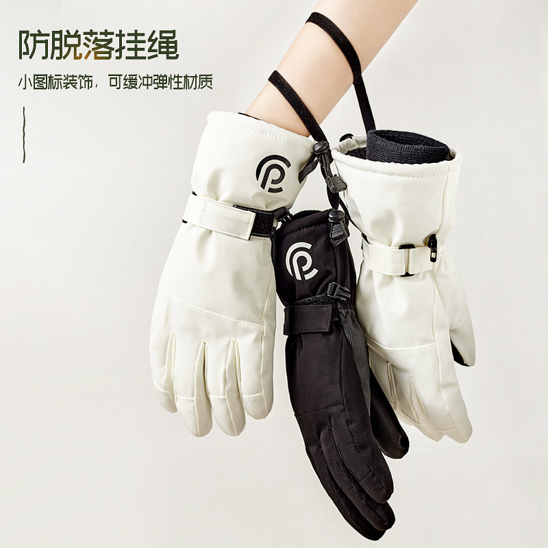 冬季男女情侣款滑雪玩雪羽绒棉手套骑车防寒防风防水加绒加厚触屏