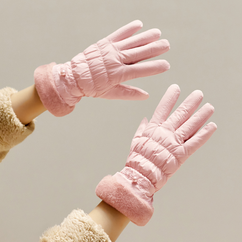 女士手套防风防水保暖新中式