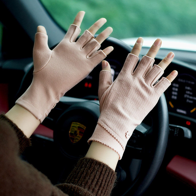 春秋半指手套女薄款开车骑行驾驶漏手指半截手套冬季打字写字保暖,服饰配件/皮带/帽子/围巾,手套,淘宝优惠券,粉丝福利购,淘宝优惠卷