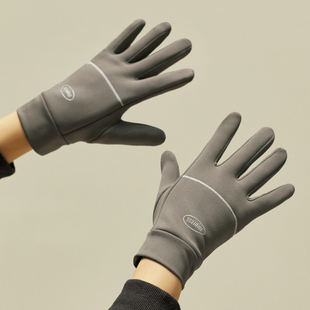 男士抓绒手套2026新款秋冬季户外骑行防滑防风加绒保暖薄款可触屏