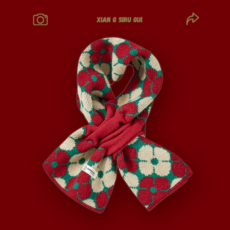高级感大红色新年围巾礼物冬季女生可爱保暖毛线针织交叉小围脖女,服饰配件/皮带/帽子/围巾,围巾/丝巾/披肩,淘宝优惠券,粉丝福利购,淘宝优惠卷