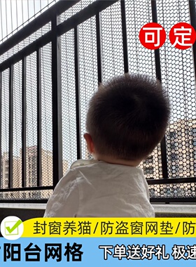 黑色塑料网封阳台网格防掉物防盗窗垫 阳台儿童安全防护网可定制