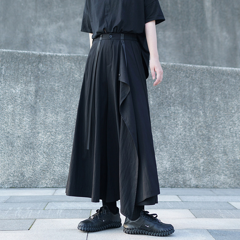 酷飒山本风高腰阔腿裤裙裤