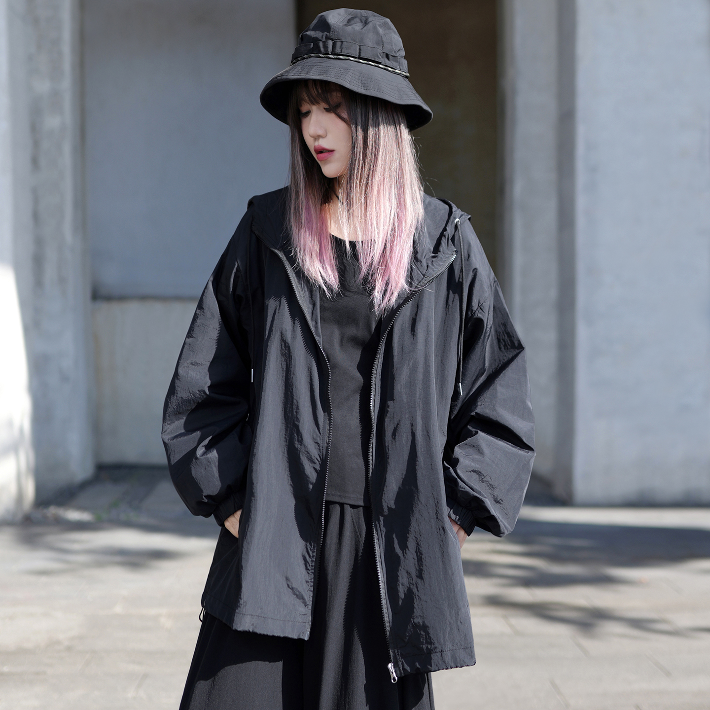 轻薄透气开衫黑色薄款防晒外套