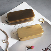 北欧美式 印度进口滇红茶旅行摆件复古近视亮光小收纳盒首饰盒铜盒