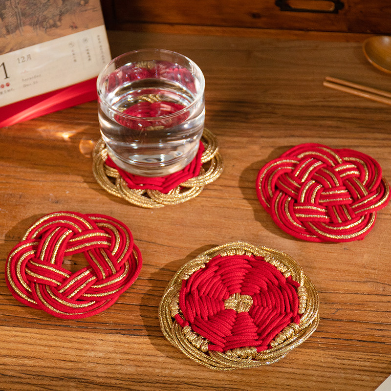 喜乐连年新年隔热垫杯垫手工编织diy材料包新年礼物创意手工,服饰配件/皮带/帽子/围巾,DIY编织材料包,淘宝优惠券,粉丝福利购,淘宝优惠卷