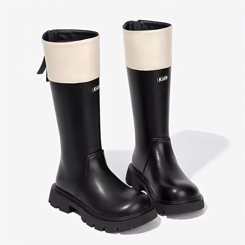 女童骑士鞋子儿童长靴子2025秋冬单加绒真皮长筒高筒公主洋气女孩