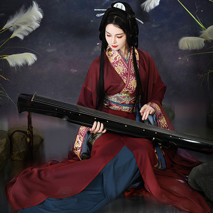 如梦霓裳原创传统汉服女款 春夏季 直裾曲裾日常款 款 气质时尚 蒹葭