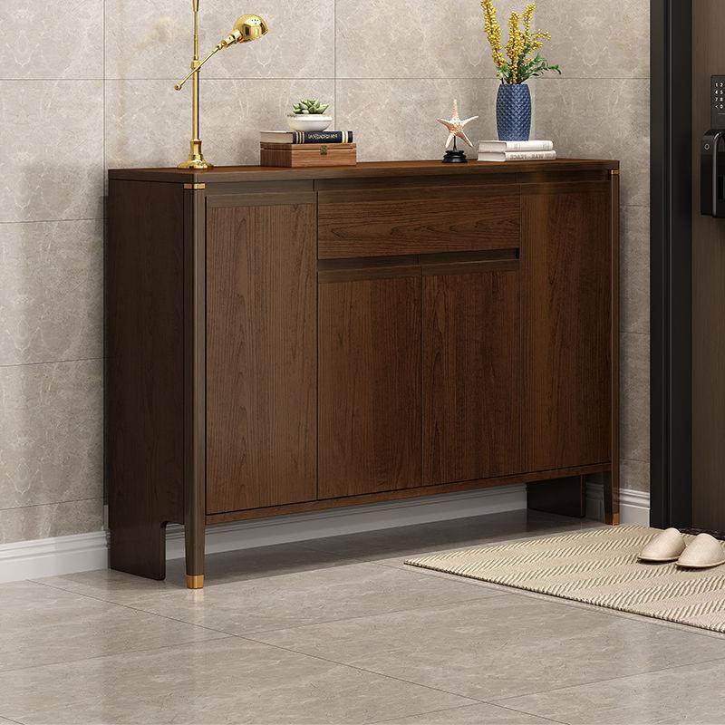 新中式全实木鞋柜大容量客厅简约入户超薄储物收纳柜松木家用鞋柜