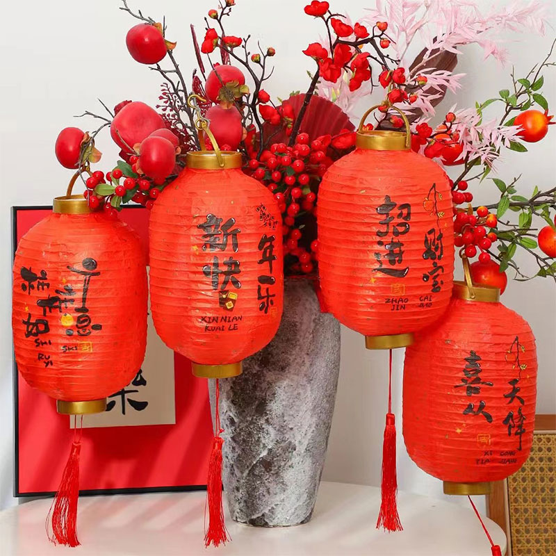 新年灯笼喜庆年宵花艺福桶挂件