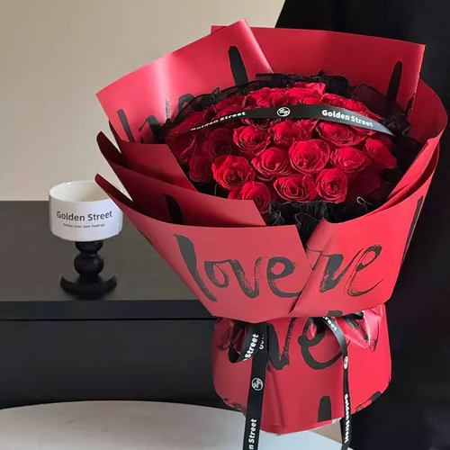 LOVE羽茵纸情人节防水鲜花包装纸
