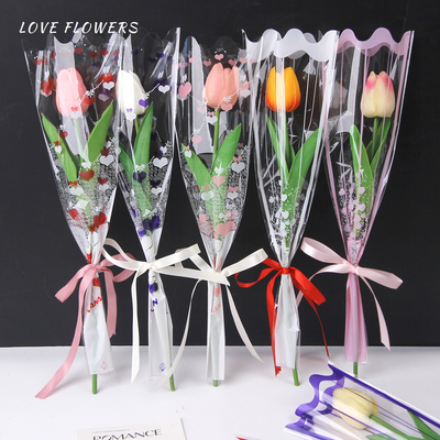 花中情双支玫瑰套袋条纹鲜花包装