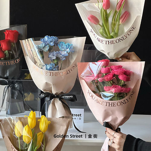 烫金异形袋透明花束鲜花包花袋