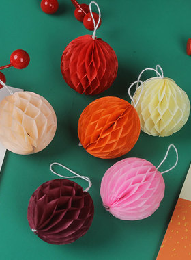 花中情 蜂窝球灯笼小挂件新年年宵花鲜花花束福桶装饰diy花艺材料