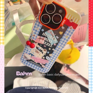 樱桃香草派对!香蕉树研究所 原创设计ins风可爱春夏清新格子苹果手机壳 适用于苹果16promax 16pro 15 17