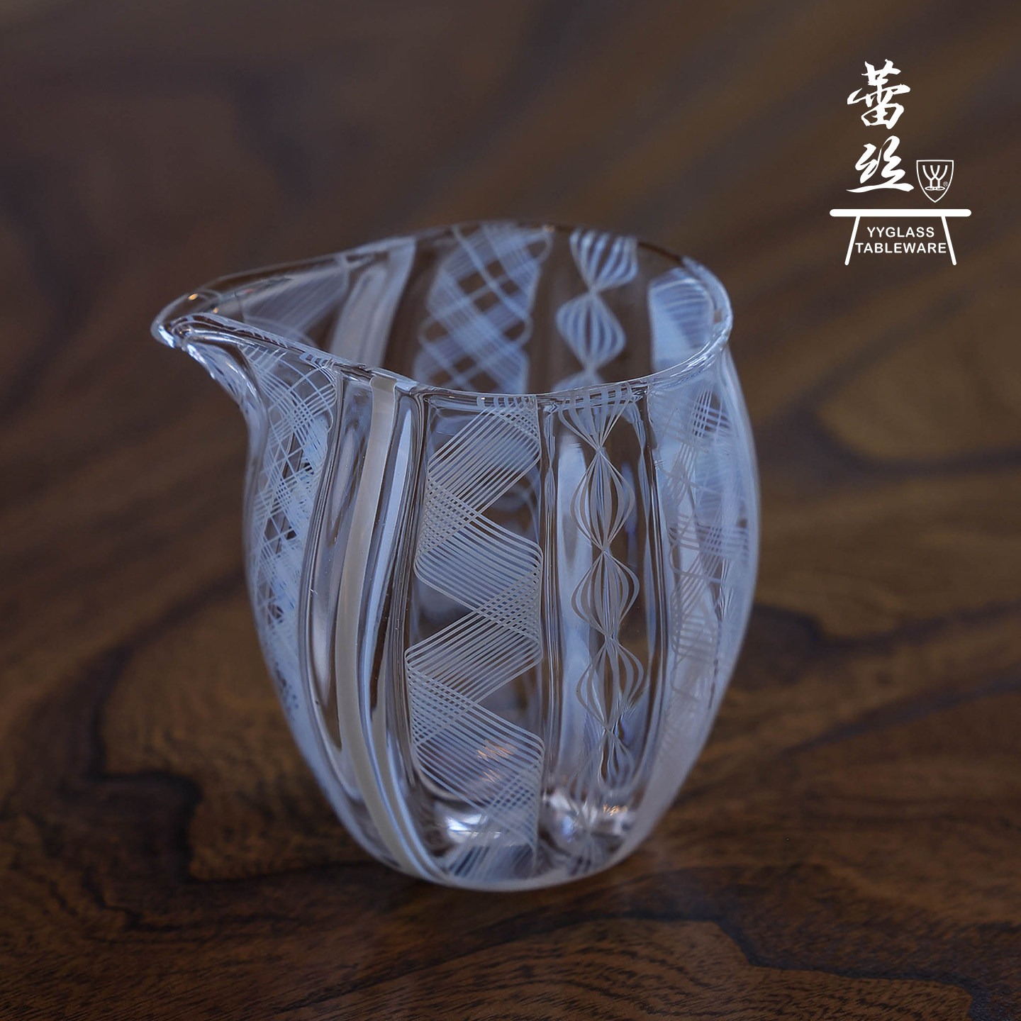 雅雅玻璃蕾丝系列高硼硅耐高温玻璃水滴公道杯分茶器手工吹制送人