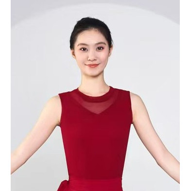 现代舞纱衣练功服古典舞爵士街舞网纱紧身背心中国古风爵士舞蹈服