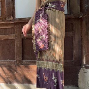 开衫 BLUE 围巾长袖 上衣半身裙套装 Y复古摩登卷边褶皱短袖