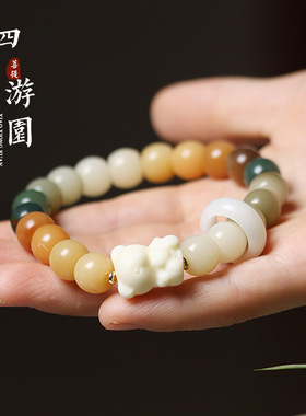 天然四季游园情侣手链ins小众设计多宝珠白玉菩提根手串念珠佛珠